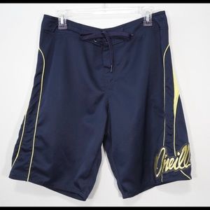 O'Neill Navy Blue/Yellow 10" Board Shorts - 32